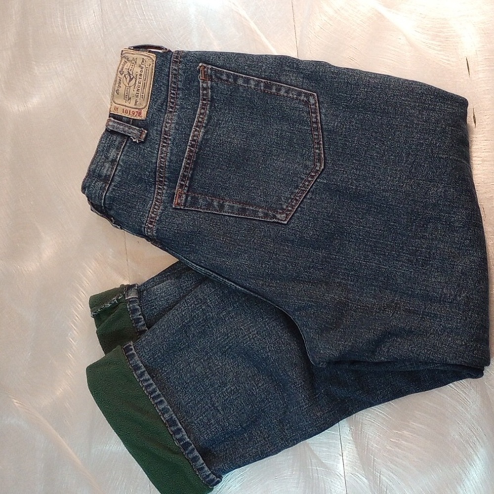 Fleece lined blue jeans
